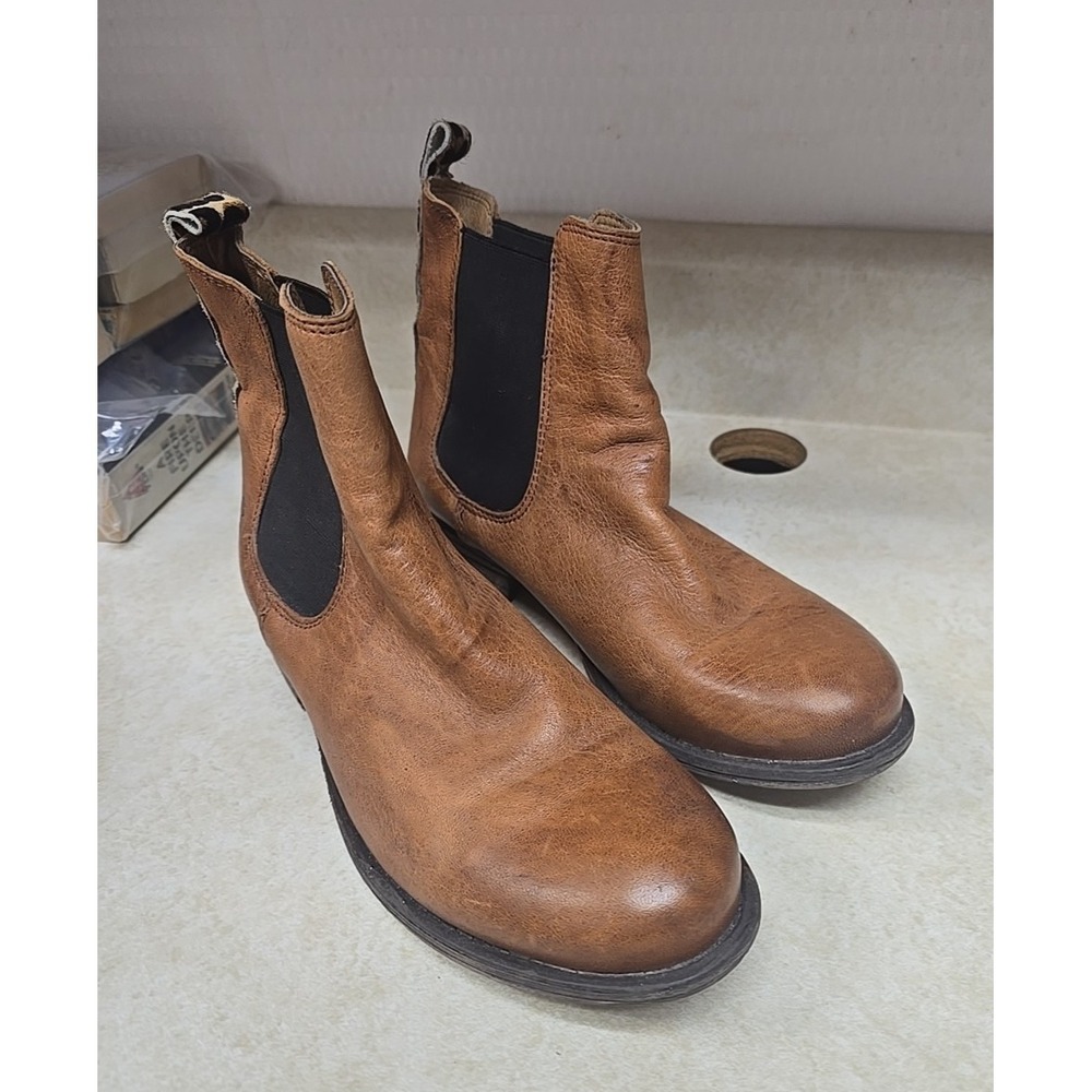 Post XChange Stiefelette Brown Leather Pull On Chelsea Boots Womans Size 37‎